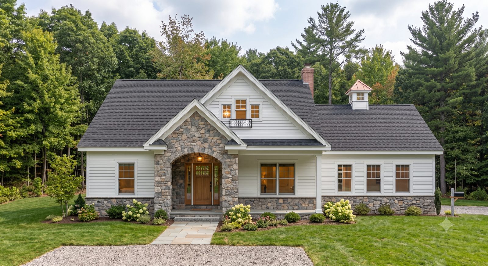 Craftsman-style home with new architectural shingle roof and stone accents in Chesterfield, MO